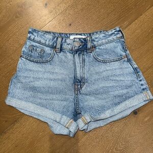 PacSun Light Blue High-Rise Rolled Hem Denim Shorts